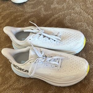 Hoka White and Yellow Athletic Shoes